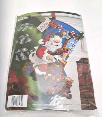 Bucilla Felt Embroidery Kit Santa In The Workshop Christmas Stocking #86165 NEW