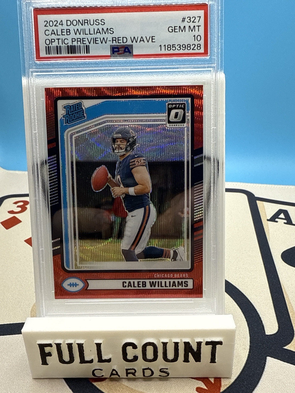 2024 Donruss Caleb Williams Optic Preview Red Wave PSA 10 Rated Rookie Bears