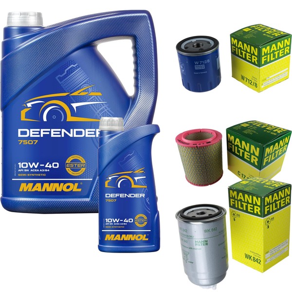 MANN-FILTER Inspektionspaket 6L Mannol Defender 10W-40 FüR Fiat Ducato Kasten-image