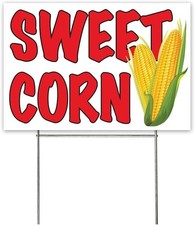 18x12 Inch SWEET CORN Yard Sign with Stake - wb1s