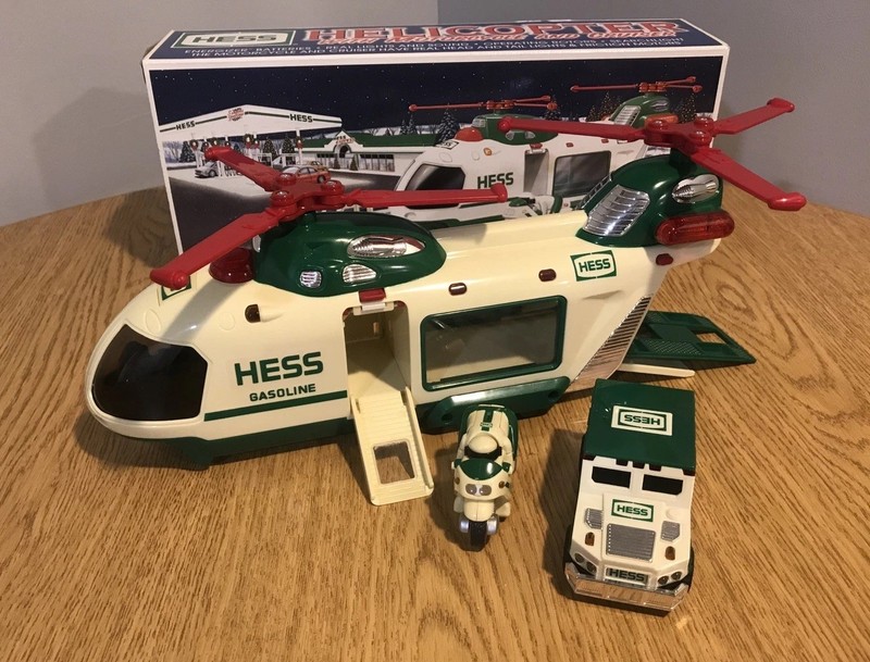 Hess Truck Toy Helicopter with Motorcycle & Cruiser 2001 Tested Works *READ*