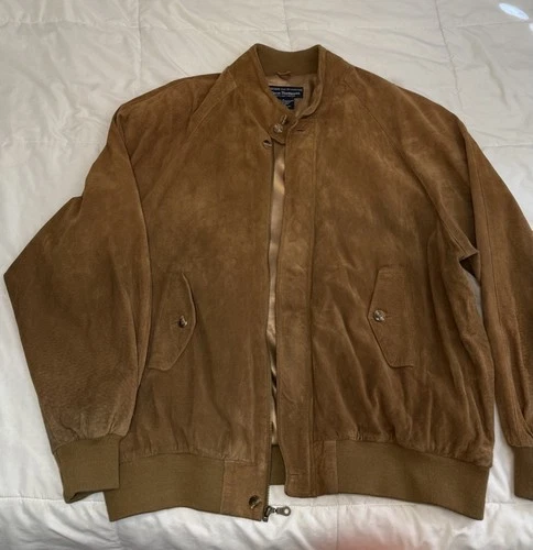 Norm Thompson Vintage Brown Suede Harrington Bomber Jacket XL - product listing photo