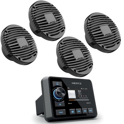Hertz HMR 20 Marine Digital Media Receiver with 2 Pairs HEX Series HEX-65-M-T...