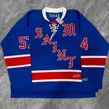 Saint Michael Saint Michael Blue and Red Long Sleeve Shirt