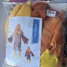 Seasons USA Inc Rooster Costume Red/Yellow One Size Jumpsuit Hooded Mask Feet