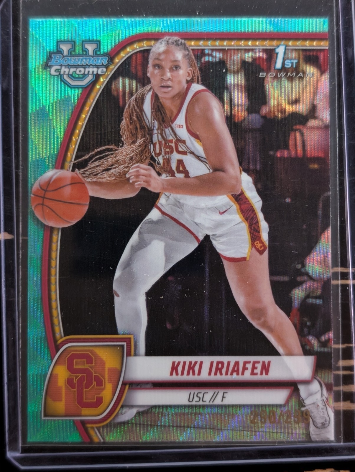 2024-25 Bowman U Chrome - Kiki Iriafen #47 Aqua Wave Refractor /299 + Best /99