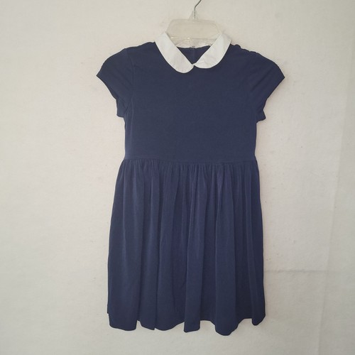 Polo Ralph Lauren Dress Girls Size 6 Navy Blue White Collar Short Sleeve Lined