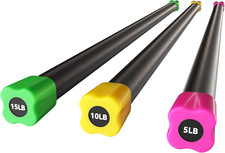 Total Body Workout and Exercise Weighted Bar with Padded Grip Handle and Steel C