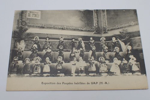 Old postcard, exhibition of dressed dolls of Gap, rare!