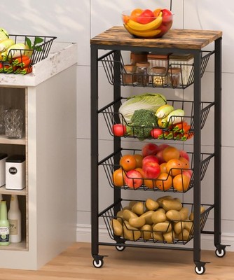 Tigerden Fruit Vegetable Storage Cart For Kitchen 5-Tier Vegetable Stand Rack