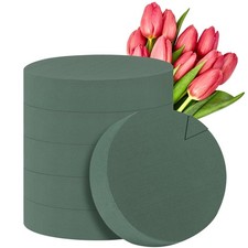 6 Packs Flower Foam Blocks, Green, 7.1 Inches Round, Simple and Versatile Flo...