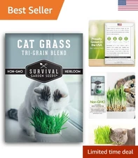 Cat Grass Seeds for Indoor Cats – Grow Pet Greens Indoors or Outdoors – 1 Pac...