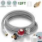 High Pressure Propane Regulator 12 FT Braided Hose 30 PSI High Flow with Gauge