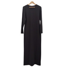 Quince Long Sleeve Knit Maxi Dress TRUE Black Basic Sleeved L