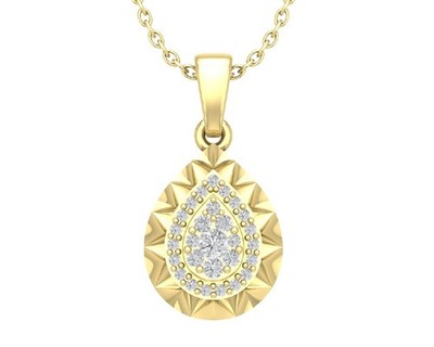 Lab Grown Diamond 10K Yellow Gold Composite Pendant 18'' Silver Cable Chain