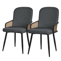 2Er Set Esszimmerstuhl WohnzimmerstüHle Polsterstuhl Stoff KüChenstuhl Anthrazit