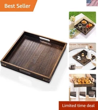 Rustic 13" Paulownia Wood Serving Tray with Handles - Stylish Table Accessory
