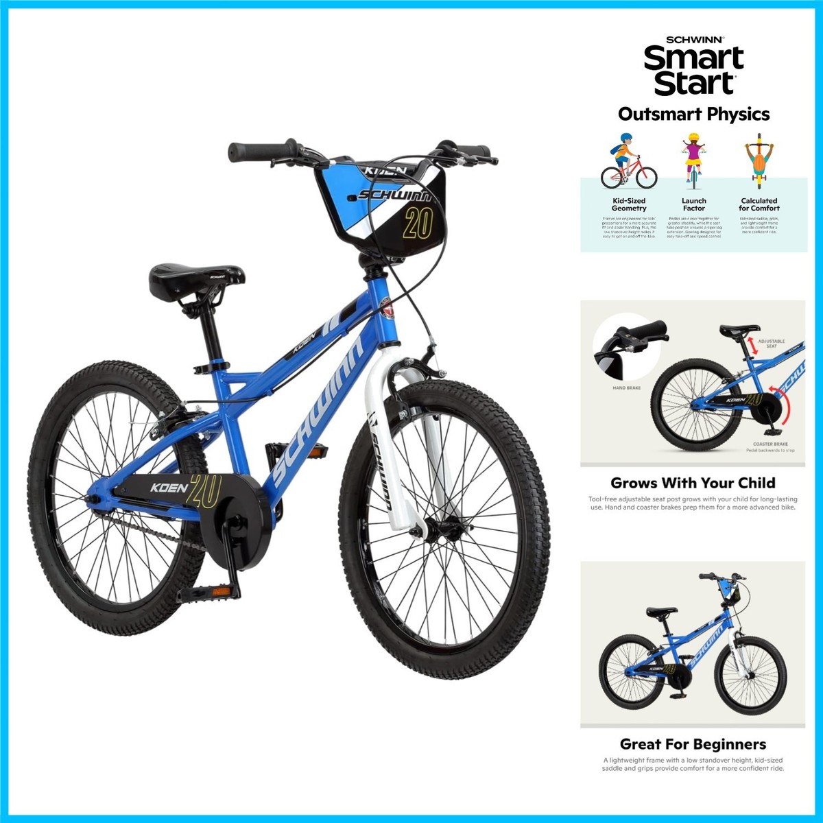 Blue BMX-Style Kids Bike with Adjustable Seat - Perfect for Ages 7