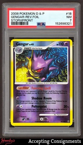 2008 Pokemon Diamond and Pearl Stormfront Reverse Foil #18 Gengar R PSA 7 NM