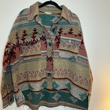 La Miel Aztec Shacket Women Medium Multicolor Excellent Southwestern Oversized