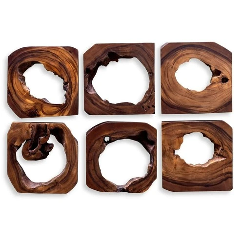 UTTERMOST 4207 ADLAI SUAR WOOD WALL ART DECOR RICH COFFEE BROWN SET OF 6 - Picture 1 of 6