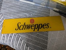 Schweppes Champagne Yellow Advertising Plaque Sign - Plastic Signs
