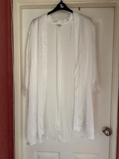 F&F White Lightweight Dressing Gown With Belt & Detail To Sleeves Size 18