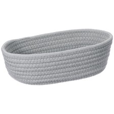 Gray Small Cotton Rope Woven Storage Basket, Oval, 10.3x3.2"