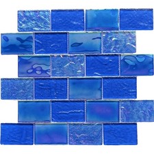 5 Sheets Glass Tile Mosaic Tiles Pool Tile Backsplash for Kitchen Bathroom Sh...