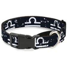 Plastic Martingale Collar Zodiac Libra Symbol/Constellations Black/White WIDE-Sm