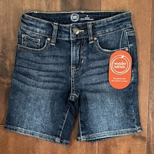 Wonder Nation Girls Bermuda Jean Shorts Size 5 Blue Adj Waist Stretch Denim NWT