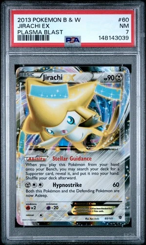 2013 POKEMON BLACK & WHITE PLASMA BLAST #60 JIRACHI EX PSA 7