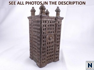 Antique Cast Iron A.C. Williams Skyscraper Coin Bank 5.5" (ST)