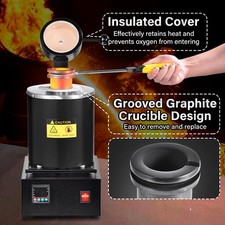 Electric Melting Furnace W/ 3KG Graphite Crucible Smelt Refining Jewelry New-