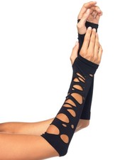 Leg Avenue Womens Distressed Glove Arm Warmers One Size, Black