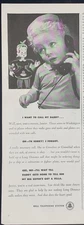 Magazine Ad* - 1943 - AT&T / Bell System - World War 2 - I want to call my Daddy
