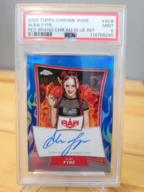 Alba Frye 2025 WWE Topps Chrome Auto Blue /150 PSA 9