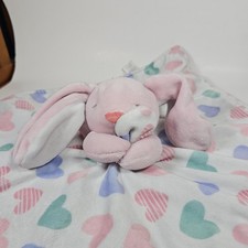 Carters Pink Bunny Hearts Baby Security Blanket Plush Lovey 2016 67235