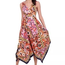 NWT - Women's Vince Camuto Women's V-Neck Handkerchief-Hem Midi Dress - 4 - Red