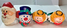 Vintage Russ Christmas Santa Claus Ring Childrens Kids Plastic Lot of 4