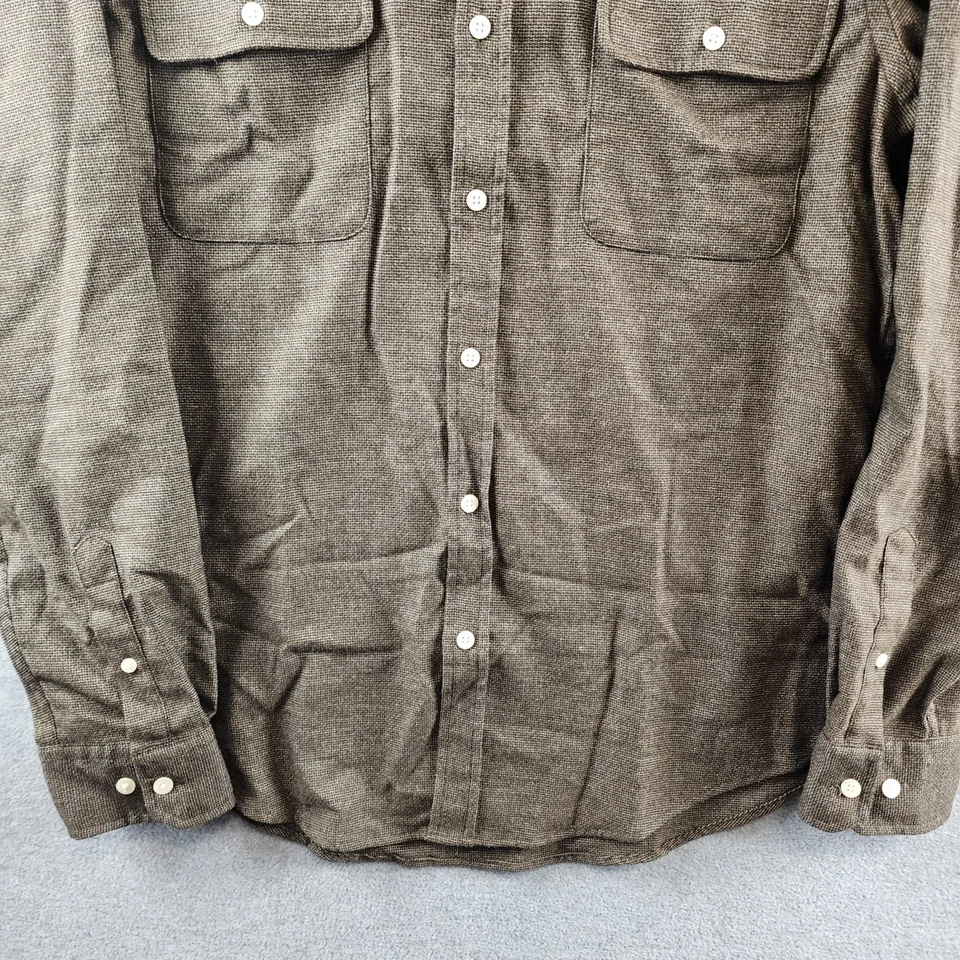 The Men's Store at Bloomingdale's Brushed Button Up Shirt L Brown Flap Pockets - Image 2 of 4