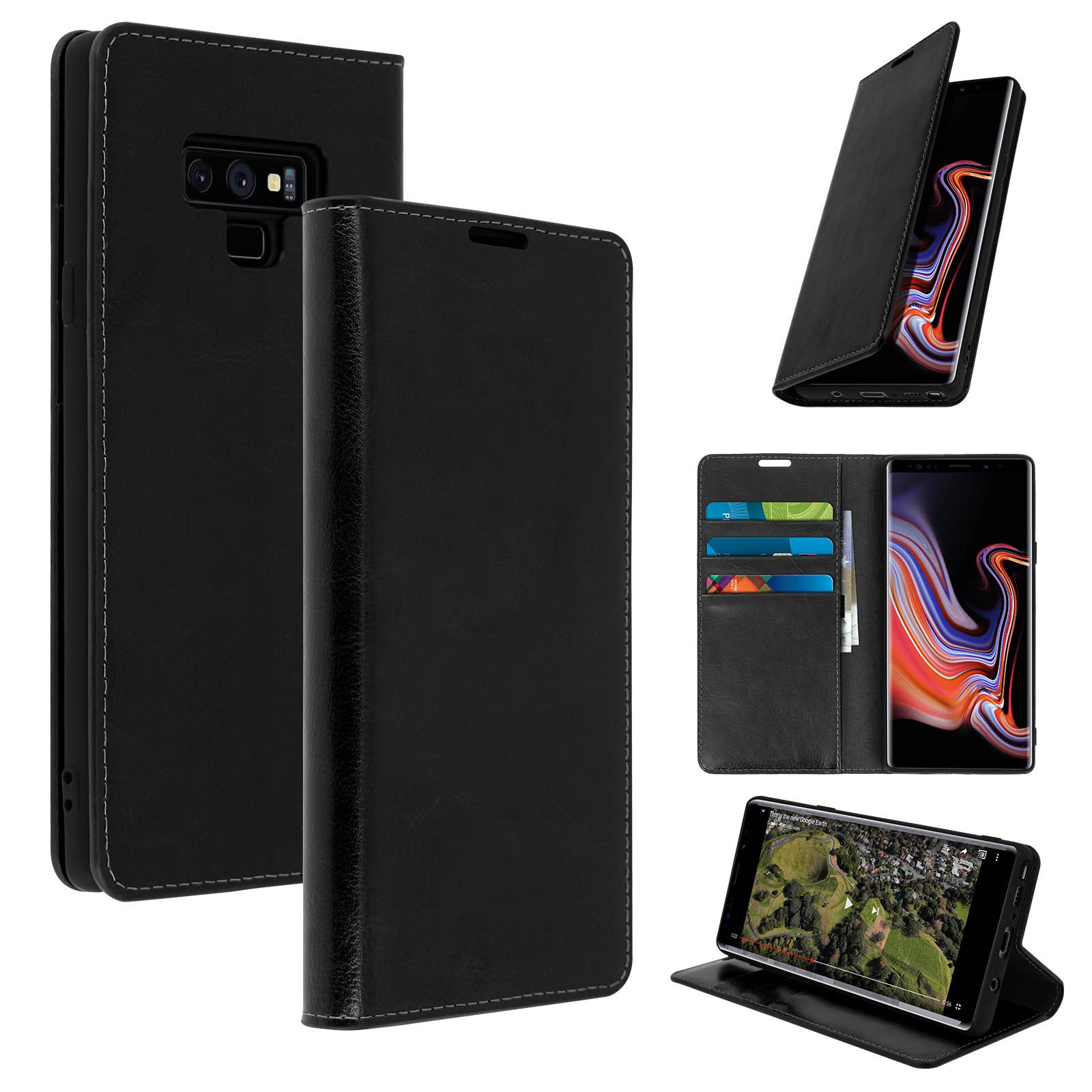 Housse Galaxy Note 9 en cuir synthétique noir premium - 2