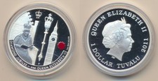 Tuvalu: 2011 $1 1oz Silver Coloured Proof Queen Elizabeth II Diamond Jubilee