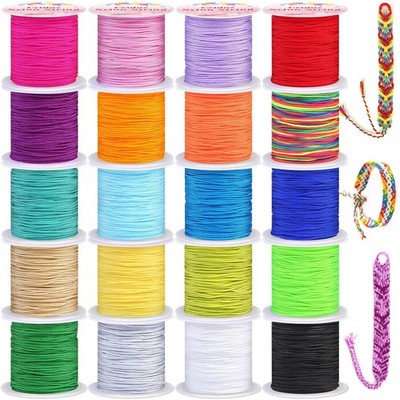 Beading Thread Set, 20 Rolls Nylon String for Kumihimo & Macrame
