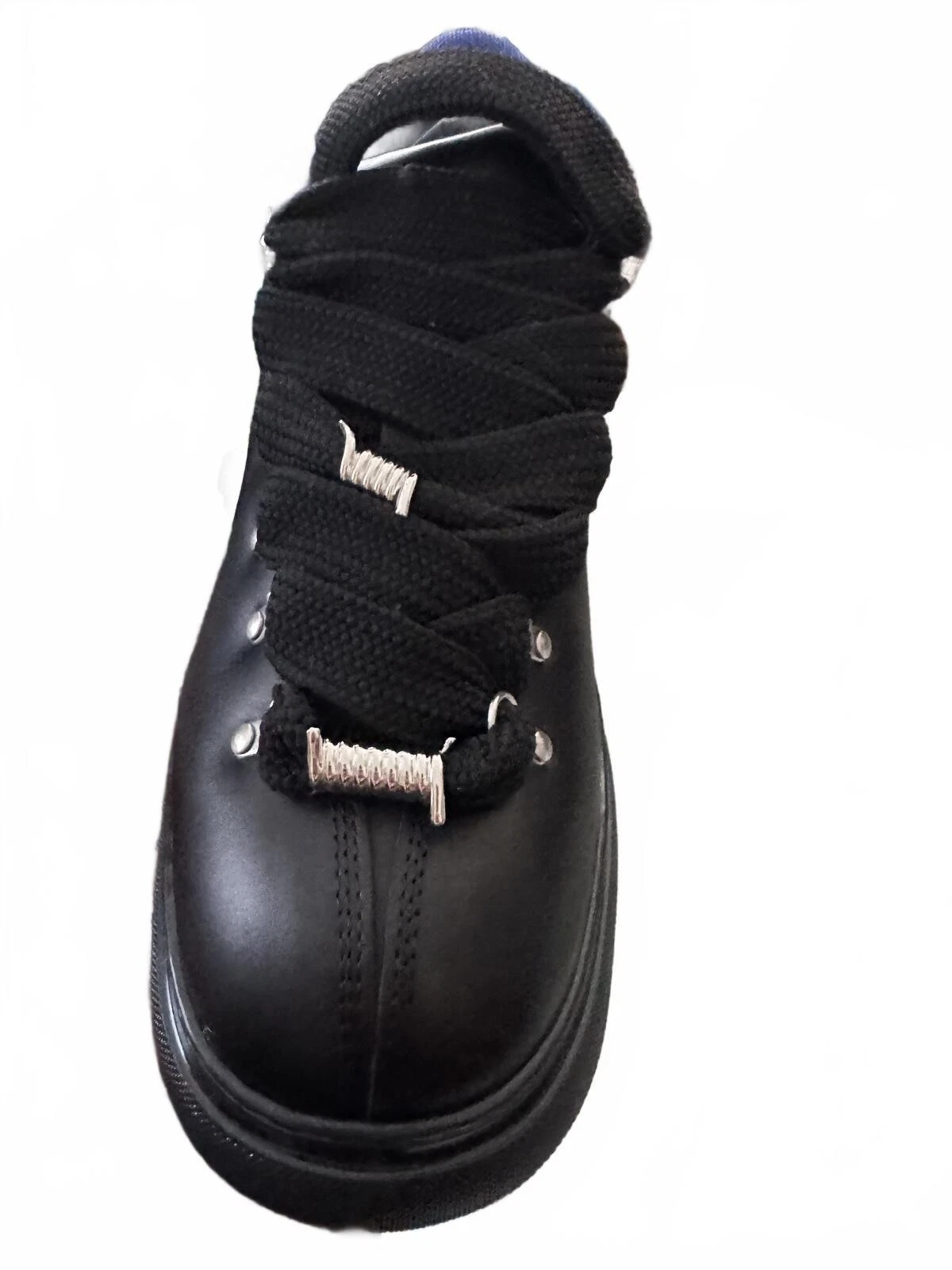 Burberry Black Leather Hiking Boots Size 45 Made in Italy