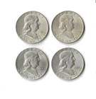 Lot Of 4 Franklin Silver Half Dollar 1950 1957 1962 AU 1.447 Troy Ounce