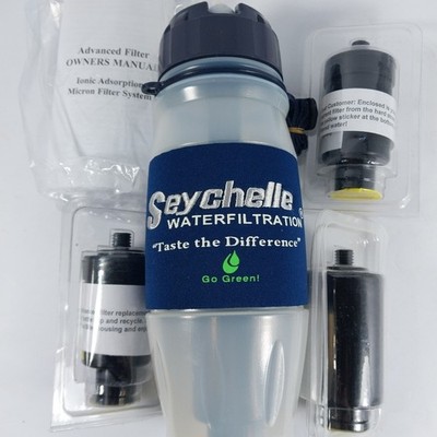 NEW Seychelle 28oz Radiological Flip Top Filter Water Bottle - W/3 Extra Filters
