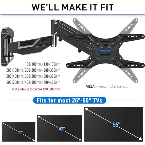 Height Adjustable Tv Wall Mount Tv Mount For Most 2655 Inch Tvs Gas
