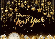 7x5FT New Years Backdrop Black Thin Vinyl Photography Party Background