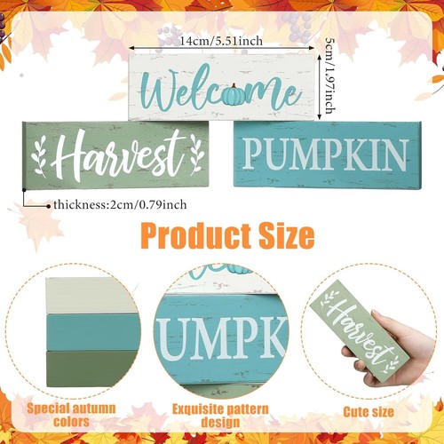 3 Pcs Fall Decor, Thanksgiving Table Centerpiece, Welcome Pumpkin Multicolor - Picture 2 of 7